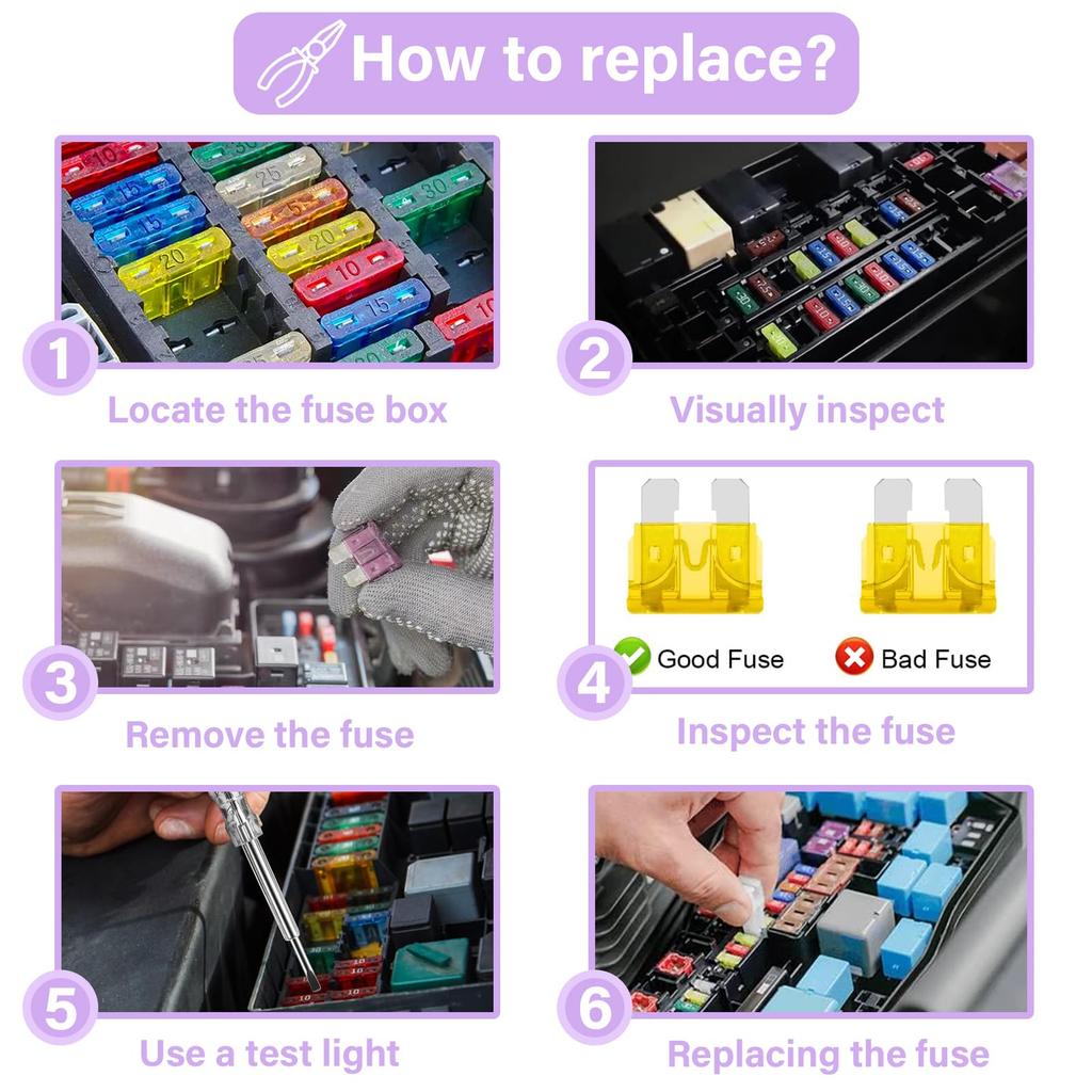 100 Pcs Car Fuses Small Mini Auto Blade Fuses 2A 3A 5A 7.5A 10A 15A 20A 25A 30A 35A AMP Assortment In Storage Box