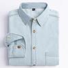 Men's Versatile Casual Long Sleeve Denim Pocket Shirt Regular-Fit Comfortable Soft 100% Cotton Washed Durability Work Shirts