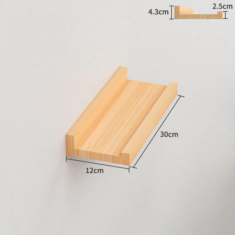 12x30cm Solid Wood Wall Rack for Living Room Bedroom Straight Line Partition Organizer Background Decorative Storage Shelf