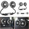 Car 2-head Cooling Fan 360° Neck Rotation USB Silent with Light Powerful Fan 3-speed Car Cooler Car Rear Seat Headrest Fan