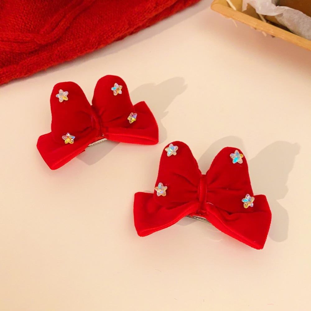 Парик Плюшевый Шар Заколка для Волос Лента Принцесса Цепочка на Лоб Милый Красный Бант Зажим для Волос Женщины