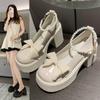 Fashion Women's Thick Sole Mary Jane Shoes Party High Heels 2024 Fall Shoes Bow Chain Women's Shoes Fashion