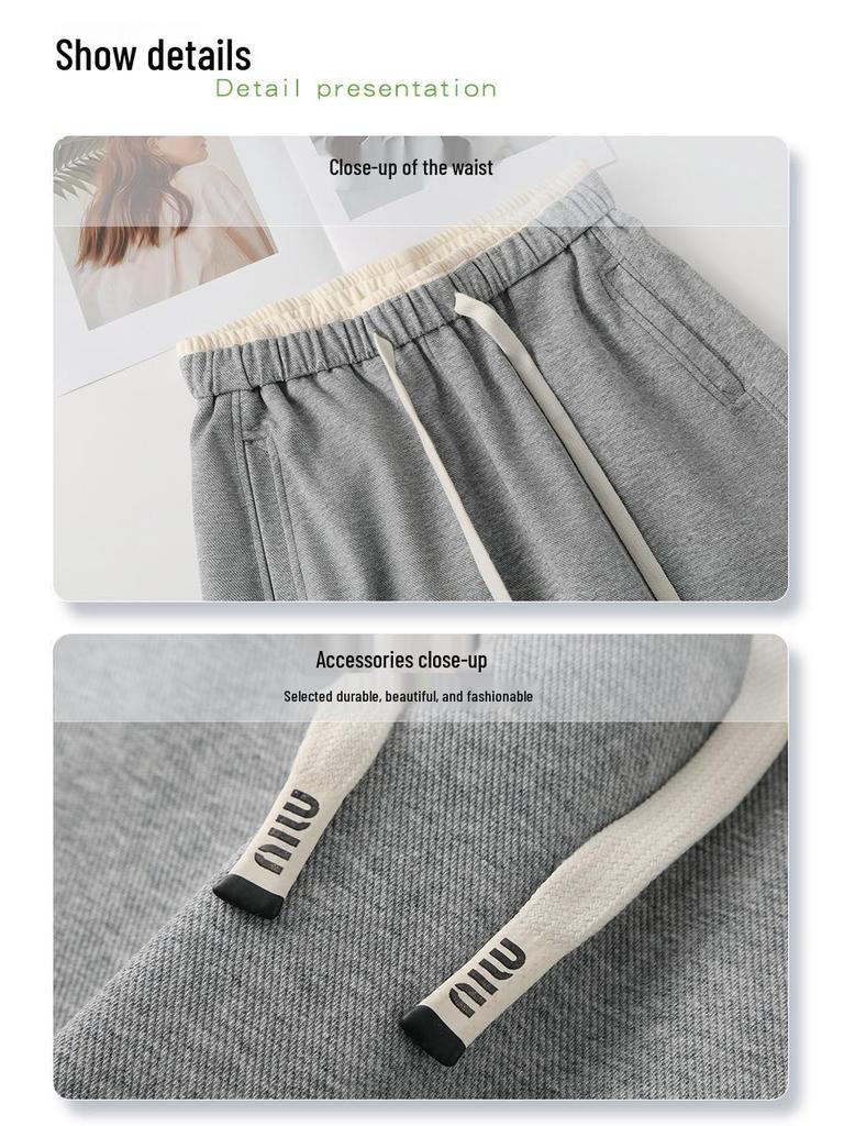 Women's Gray Wide-Leg Slimming Sweatpants - 2025 Spring Collection