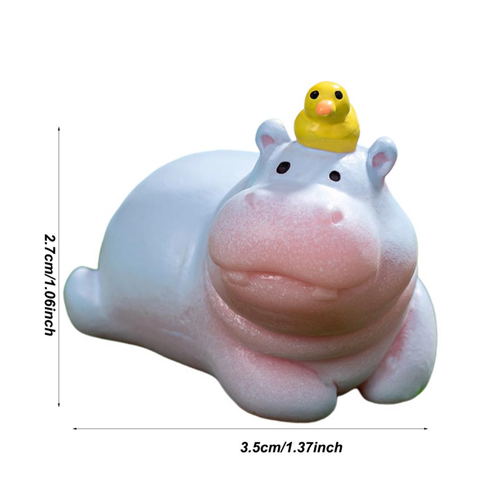 Hippo Statue Cute Dashboard Ornament Tiny Hippo Figurines Cartoon Animal Art Crafts Miniature Resin Sculpture Decoration