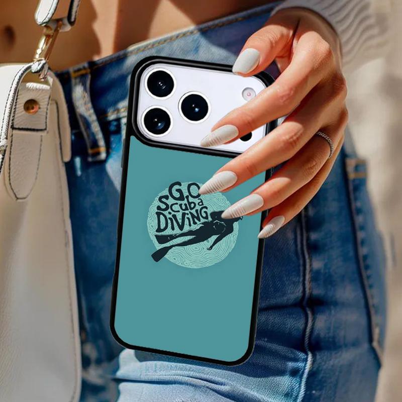 Scuba Diver Underwater Diving Phone Case For iPhone 17 Air 14 15 13 12 Max Cover For Apple 16e 11 Pro Max Plus Coque