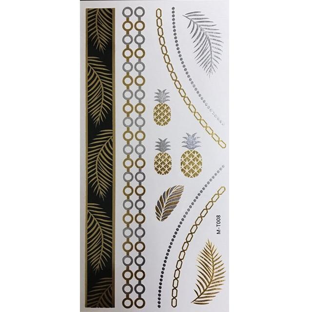 Metallic Gold Butterfly Tattoo Silver Waterproof Temporary Tattoos Stickers On The Body Women Men Boho Resort Style