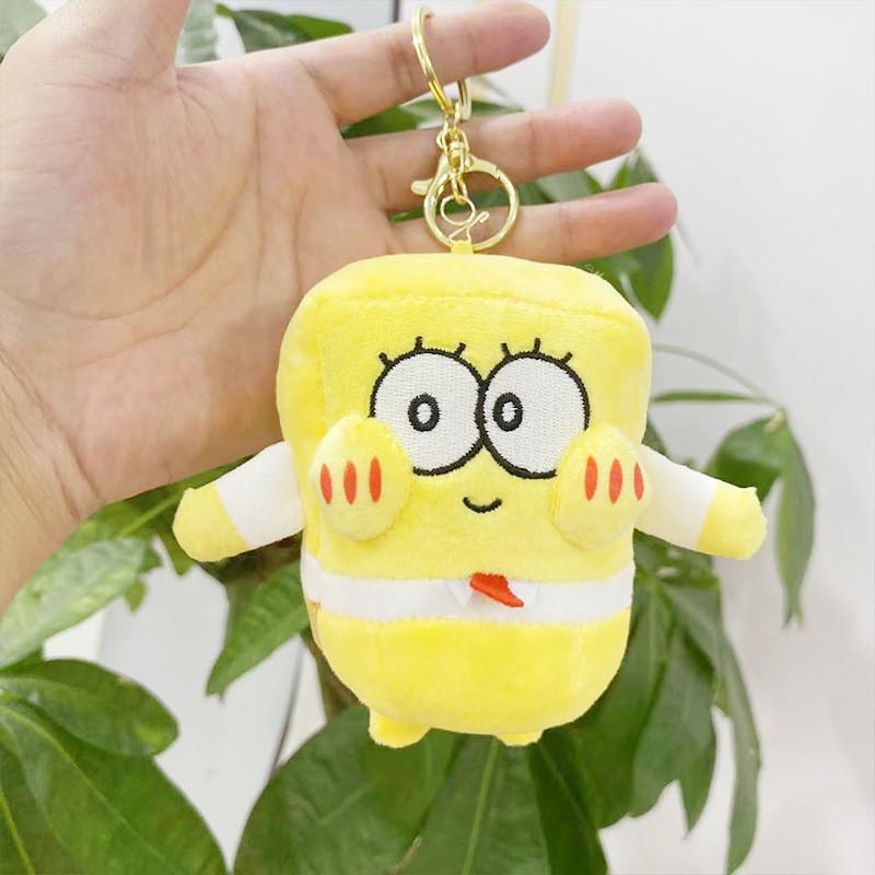 Soft Short Plush Spongebob And Patrick Star Figurine Keychain With Cute Design