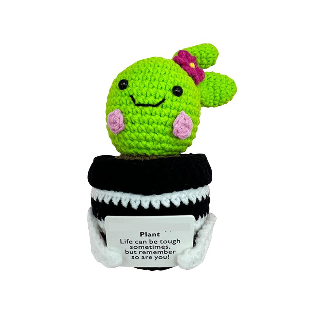Кукла с позитивной энергией, вязаная шерстяная игрушка в виде кактуса, горшечные украшения в качестве подарка для утешения и воодушевления.