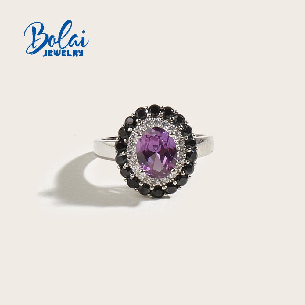 925 Sterling Silver Chic Ring with Created Alexander Color Change Stone Fine Jewelry for Women Wife Mom Nice Birthday Gift