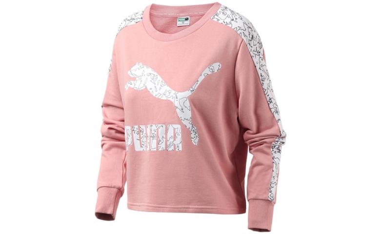 PUMA CLASSICS Sweatshirts Women's Pink Crew Neck Moderate Regular 595906-14
