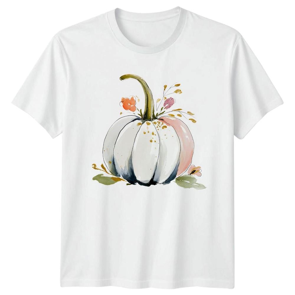 Watercolor White Pumpkin And Blush Unisexs TShirt Thanksgiving Harvest