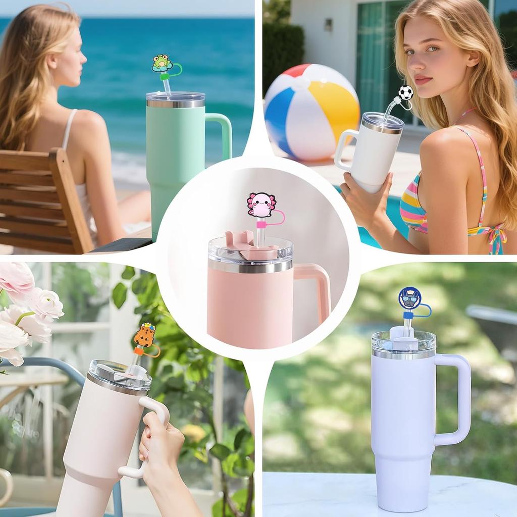 Насадки на соломинки для Stanley Cup 50 шт. Случайные разные колпачки для соломинок для термокружки Оптом Милые забавные аксессуары для Stanley Cup подходят для 0,4 дюйма/10 мм и 30/40 унций