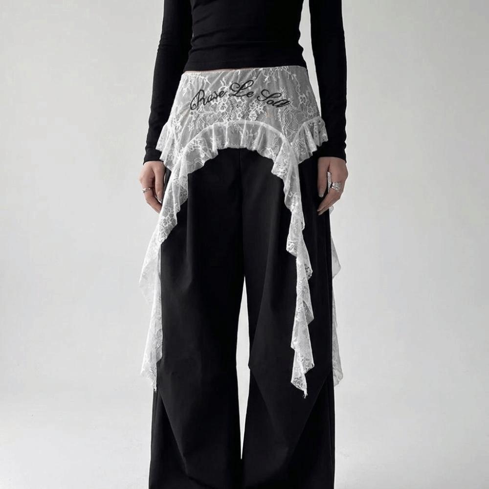 High Waist Butt Curtain Skirt Solid Color Mini Apron Harajuku Ruffles Trim Butt Curtain Jazz Dance