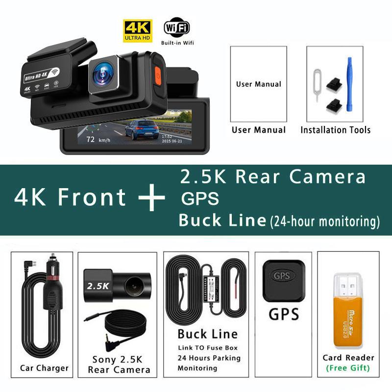 UHD 4K 2160P+2.5K ADAS Dash Cam Dual Lens ADAS WIFI GPS Mini Car DVR 2.5K Rear Camera Video Drive Recorder Dashcam Black Box