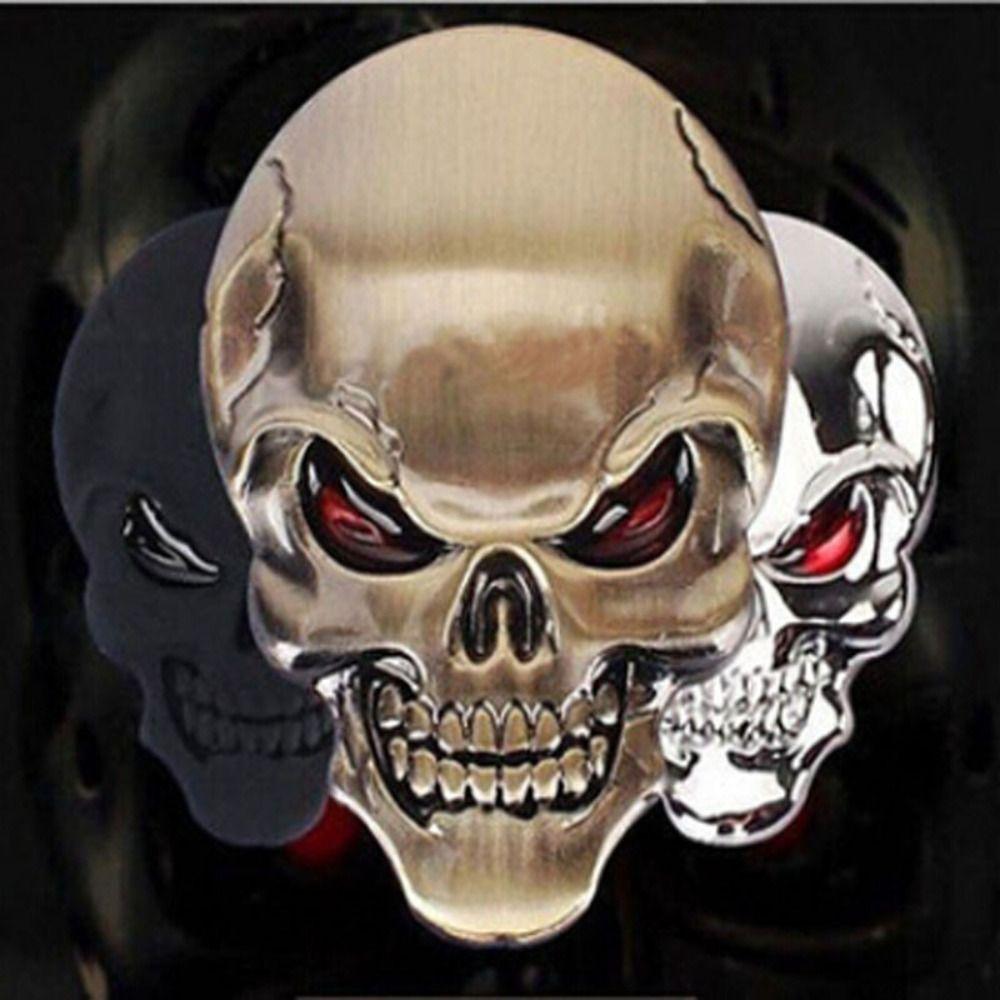 3D Metal Skull Skeleton Car Decal Zinc Zinc Zinc Alloy 3d Metal Skull Emblem Badge Car Decoration