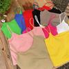 Women Low-cut Slim Camisole With Chest Pad Solid Color Simple Soft Breathable Casual Versatile Crop Top