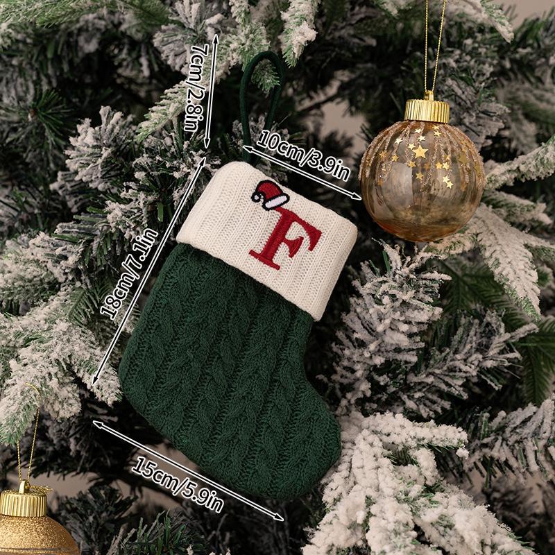 Рождественский чулок Подвеска Рождественский чулок Подарок Украшение Буква алфавита Носок 2026 Новый год Декоративный вязаный носок