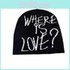 Korean Winter Knit Cap For Women With Letter Print Style Casual Cold Weather Hat