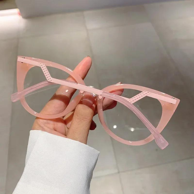 Vintage Cat Eye Glasses Anti Blue Light Luxury Designer Big Frame Eye Protection Reading Glasses for Women