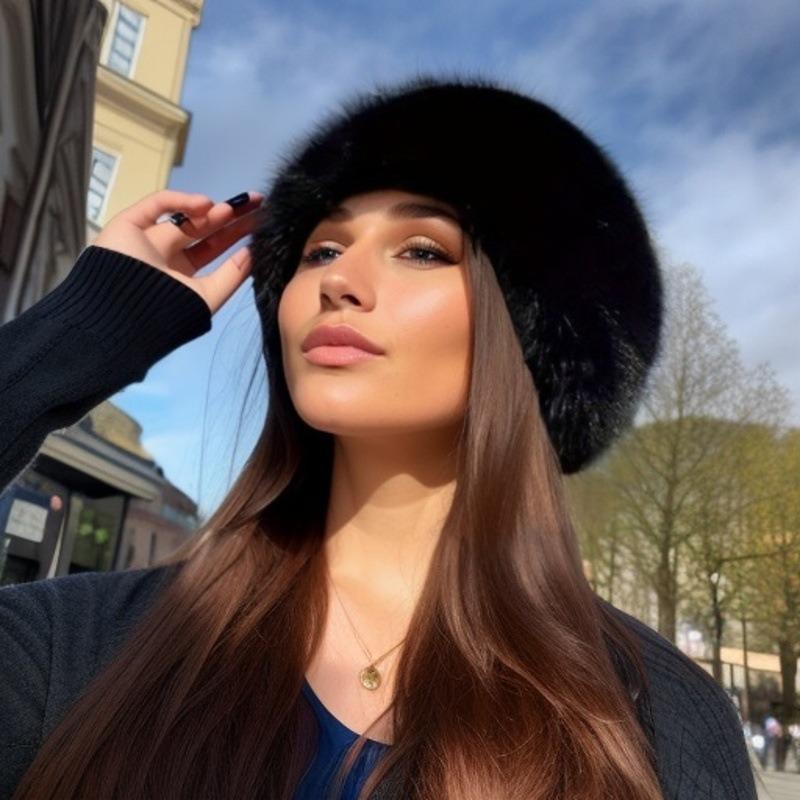 Осенне-зимняя теплая шапка из меха лисы от компании Milliner с плоским верхом, защитная шапка для ушей, милая модная шапка для женщин, уличное зрелое кепи