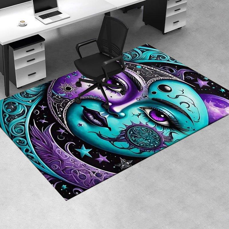 "Starry Night Moon Face Art Print - Celestial Wall Decor"Office Mat Home Decor Office Desk Chair Carpet for office ph149