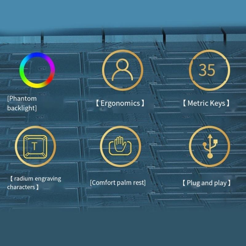 One Handed Gaming Keyboard, 14-Key with Backlight USB Corded Keypad with Hand Rest and Shine Through