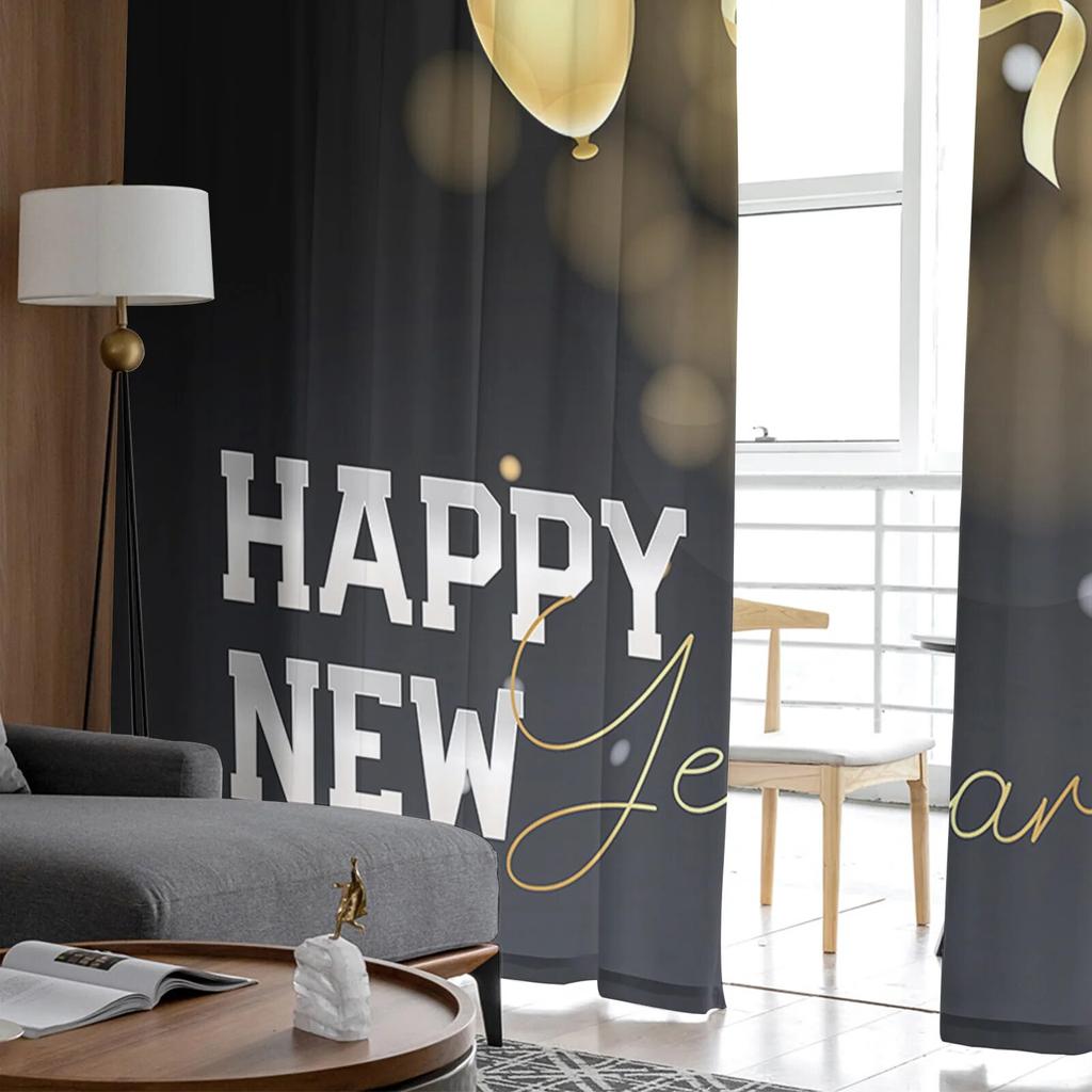 Зимние новогодние бокалы для вина, фейерверки, прозрачные шторы для гостиной, спальни, тюлевые занавески для кухни, вуаль, шторы, жалюзи, панели