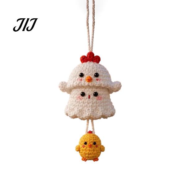 Hand Knitted Cartoon Animal Pendant Handmade Crochet Ghost Keychain, Cute Plush Charm for Bags Childlike Decorative Keys, Spooky Festive Ornament with