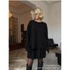 Women's Solid Color Crew Neck Sweater Plus Knit Pleated Skirt Suit