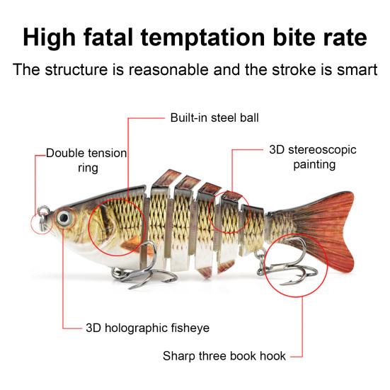 1/2/3/5Pcs 10CM/15.5G Multi-Jointed Fishing Lure with Hooks Realistic 7-Section Swimbait Plastic Artificial Bait Freshwater Saltwater Accessories