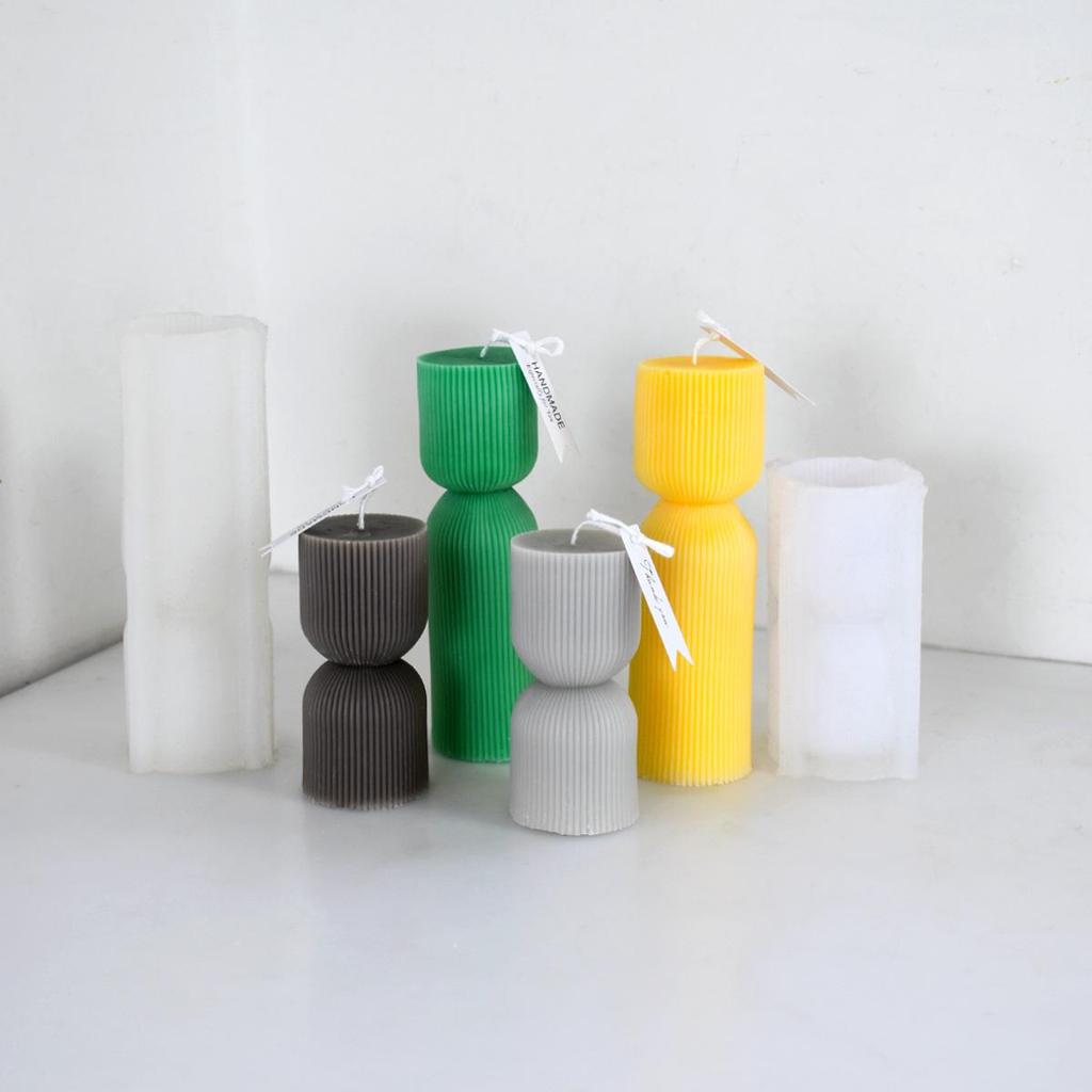 Geometric Stripe Cylinder Candle Silicone Mold for DIY Creative Handmade Candles & Cake Baking