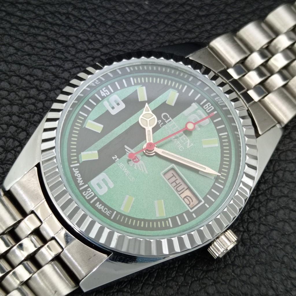 VINTAGE CITIZEN AUTOMATIC 8200 REFURBISHED JAPAN MENS GREEN DIAL WATCH a446882-1