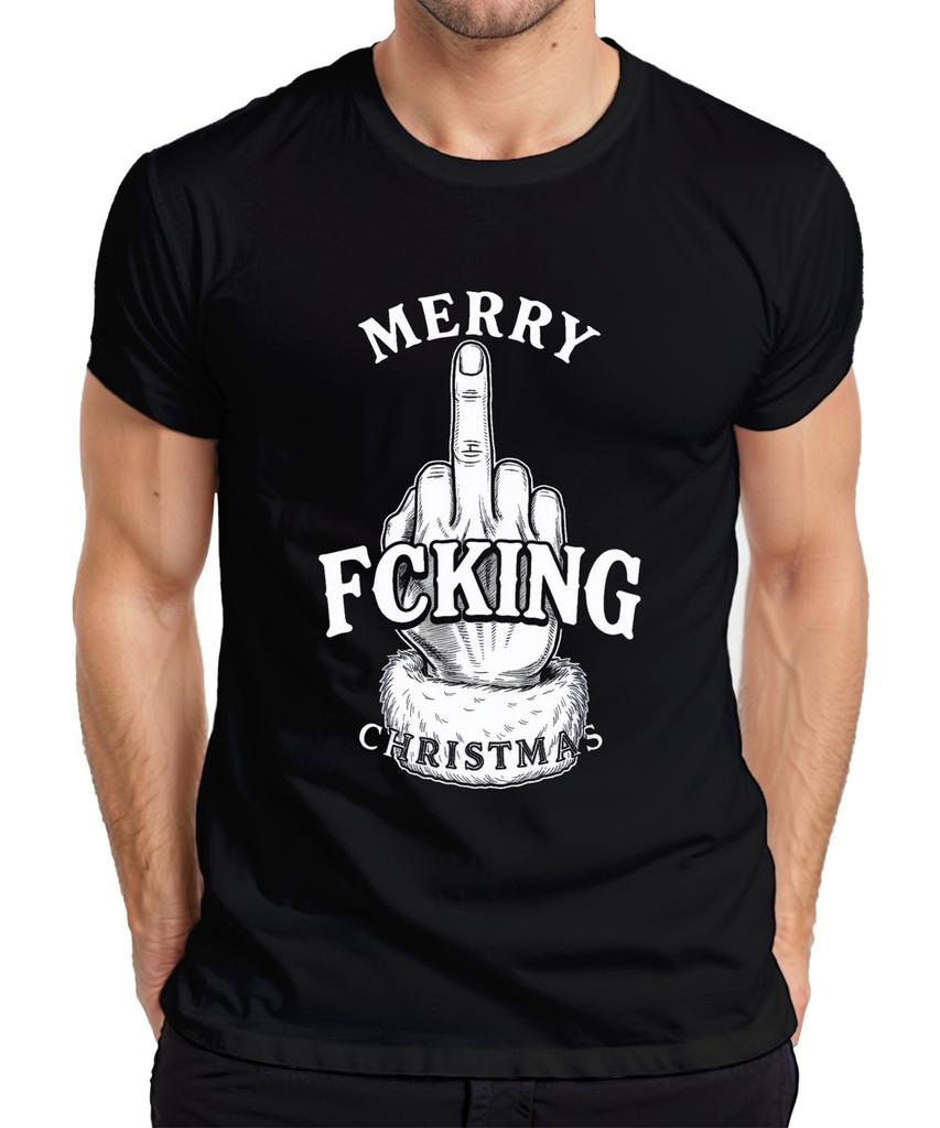 Merry Fucking Christmas Middle Finger Sarcastic Christmas Cheeky Unisexs TShirt