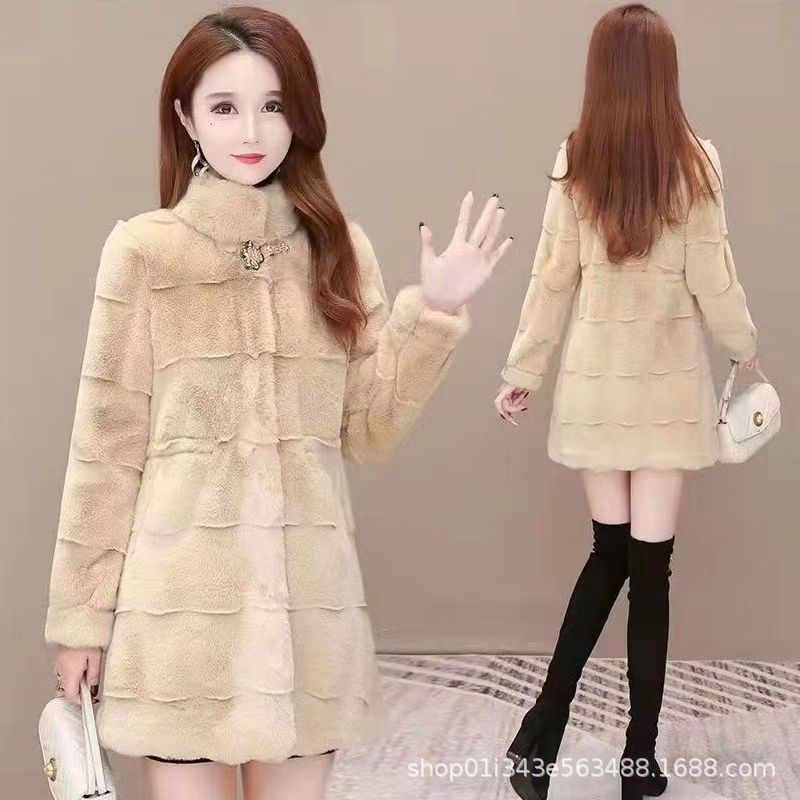 2024 зимняя экологически чистая датская норковая шуба женская средняя и длинная 40-60 лет среднего возраста теплое утолщенное высококачественное пальто