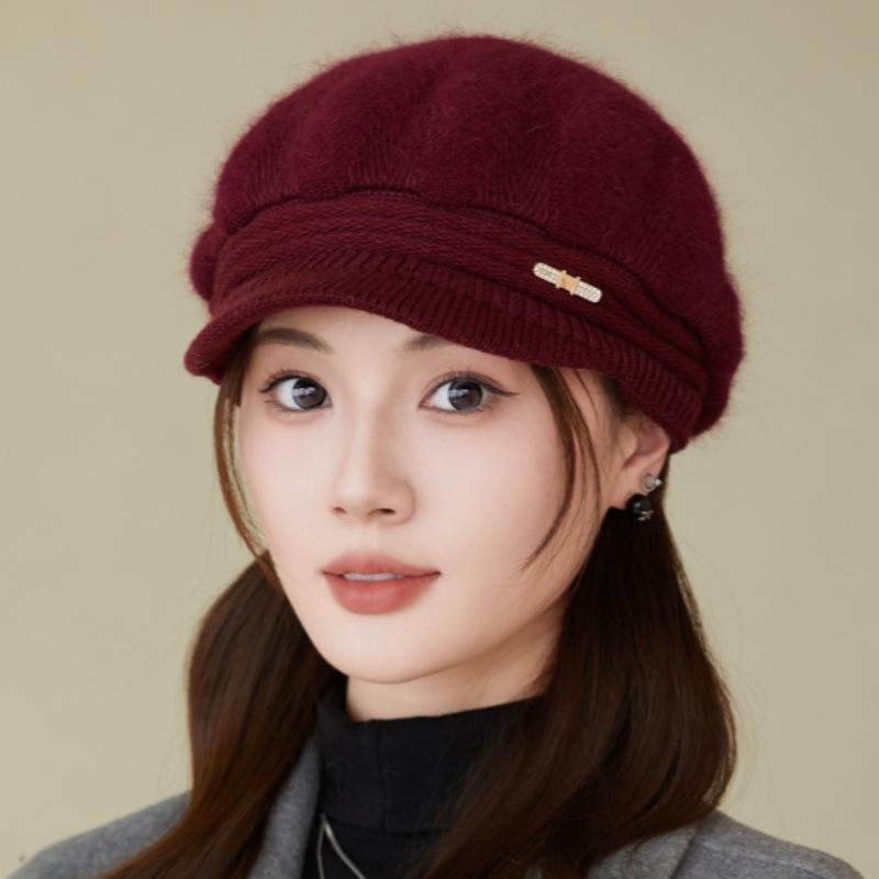 Шапка женская осенне-зимняя шапка вязаная шерстяная шапка зимняя теплая модная берет шапка из искусственного меха кролика