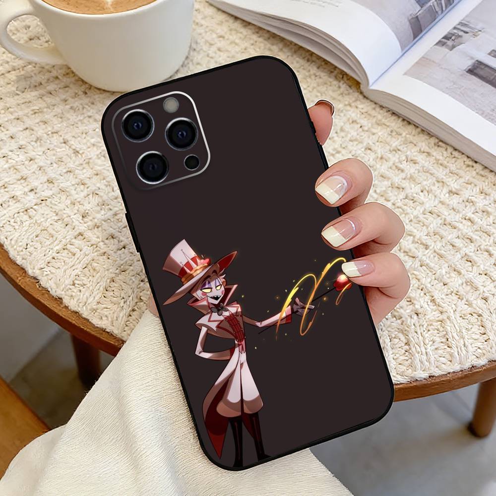 L-Люцифер  H-Hazbin H-Hotel   Чехол для телефона для iPhone 17,16,15,14,13,12,11 Plus,Pro Max,XS,Мягкий силиконовый черный чехол