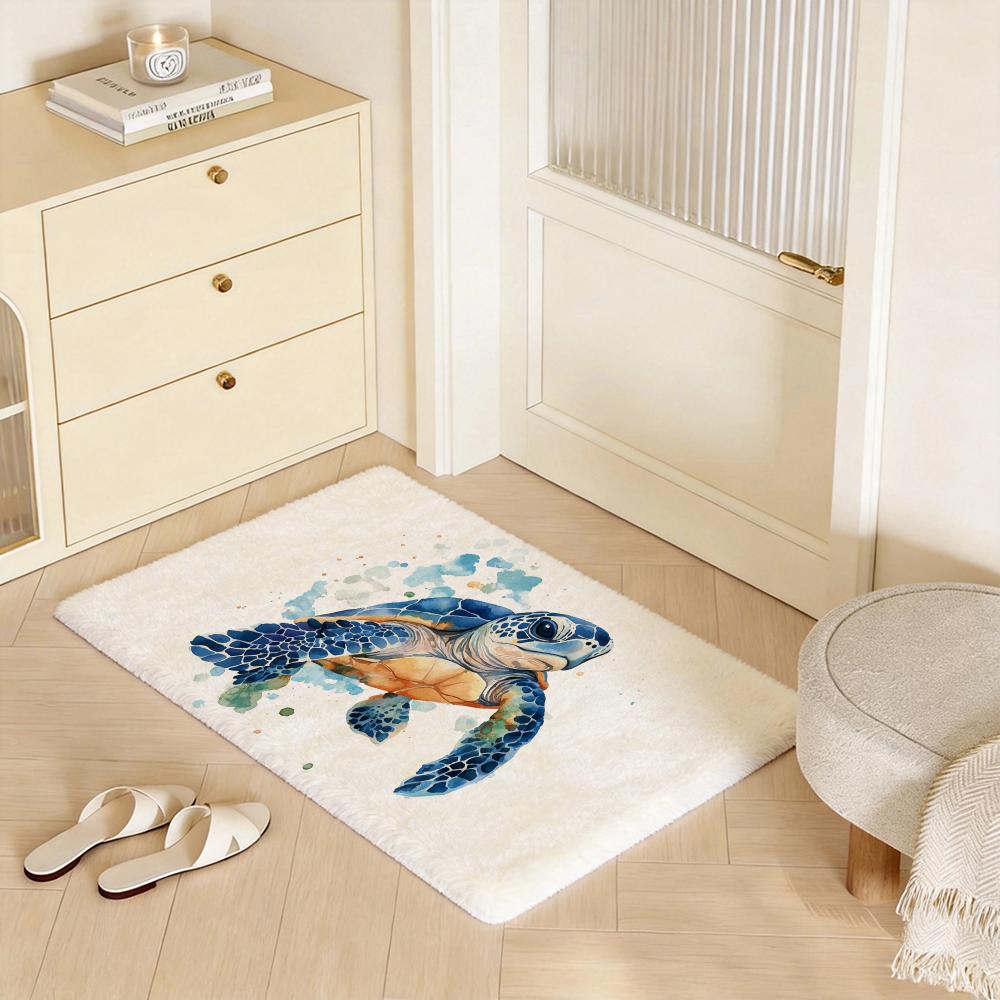 Animal A Turtle Floor Mat Eco Flannel Doormat Non Slip Odorless Indoor Floor Rug Soft Short Plush Home Mat