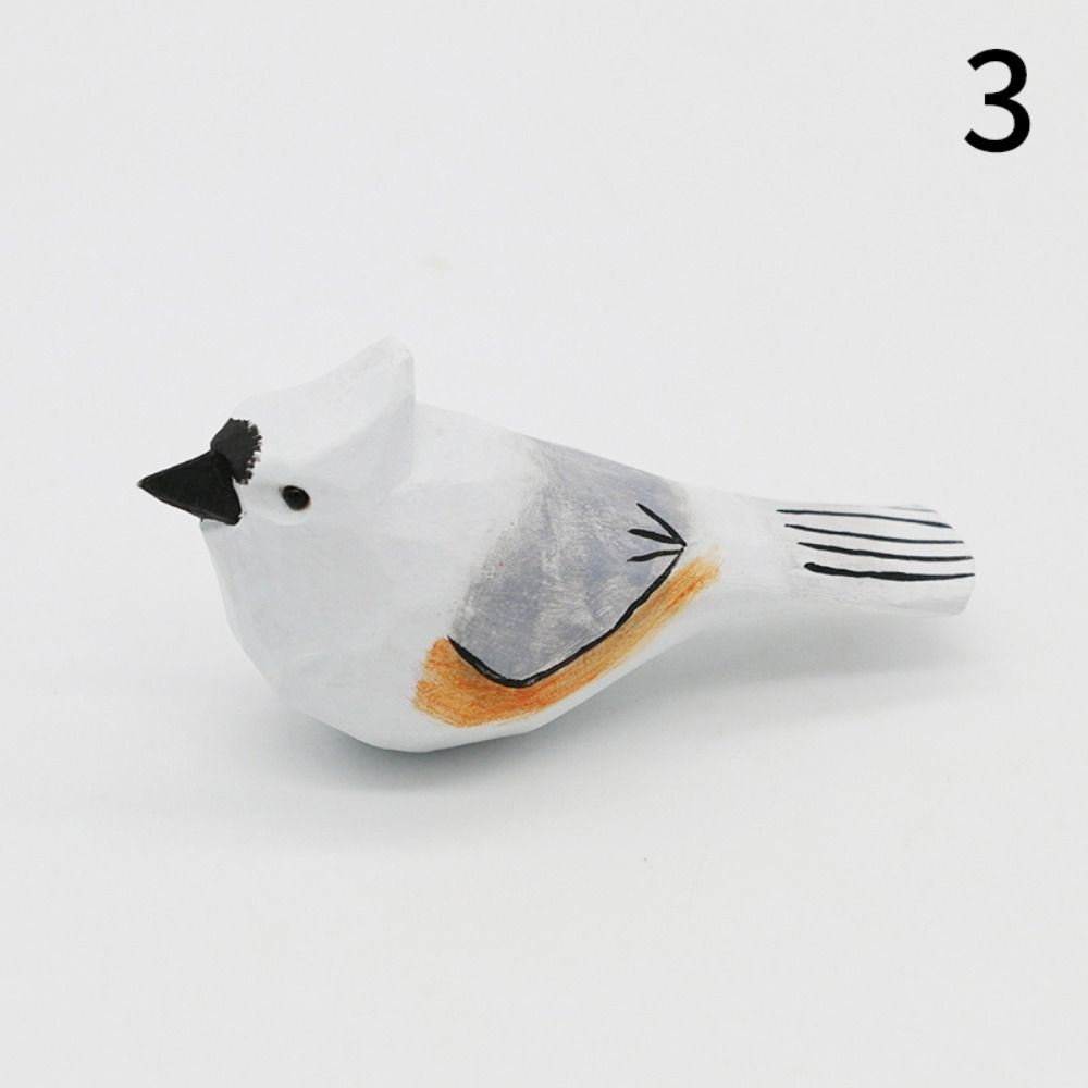 Handmade Small Bird Ornament Cute Wooden Bird Figurine Creative Wood Carving Bird Children's Toys