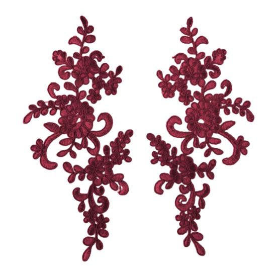 2 Pcs Embroidery Lace Applique Sewing Flower Fabric Collar Patch Motif Wedding Gown Dress Bridal DIY Crafts for Daily Wear Tailor Shops