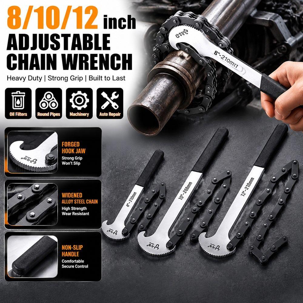 8/10/12inch Chain Pipe Wrench Alloy Steel Adjustable Chain Wrench Pipe Maintenance