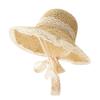 Elegant Lace Brim Sunshade Cap Breathable Colorful Straw Hat Summer Sun Protection Cap  Beach