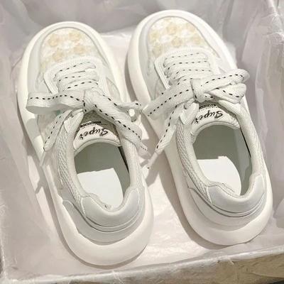 Дышащие милые туфли с большой головой для студентов, универсальные осенние новые повседневные туфли для сноуборда, модные маленькие белые туфли для женщин