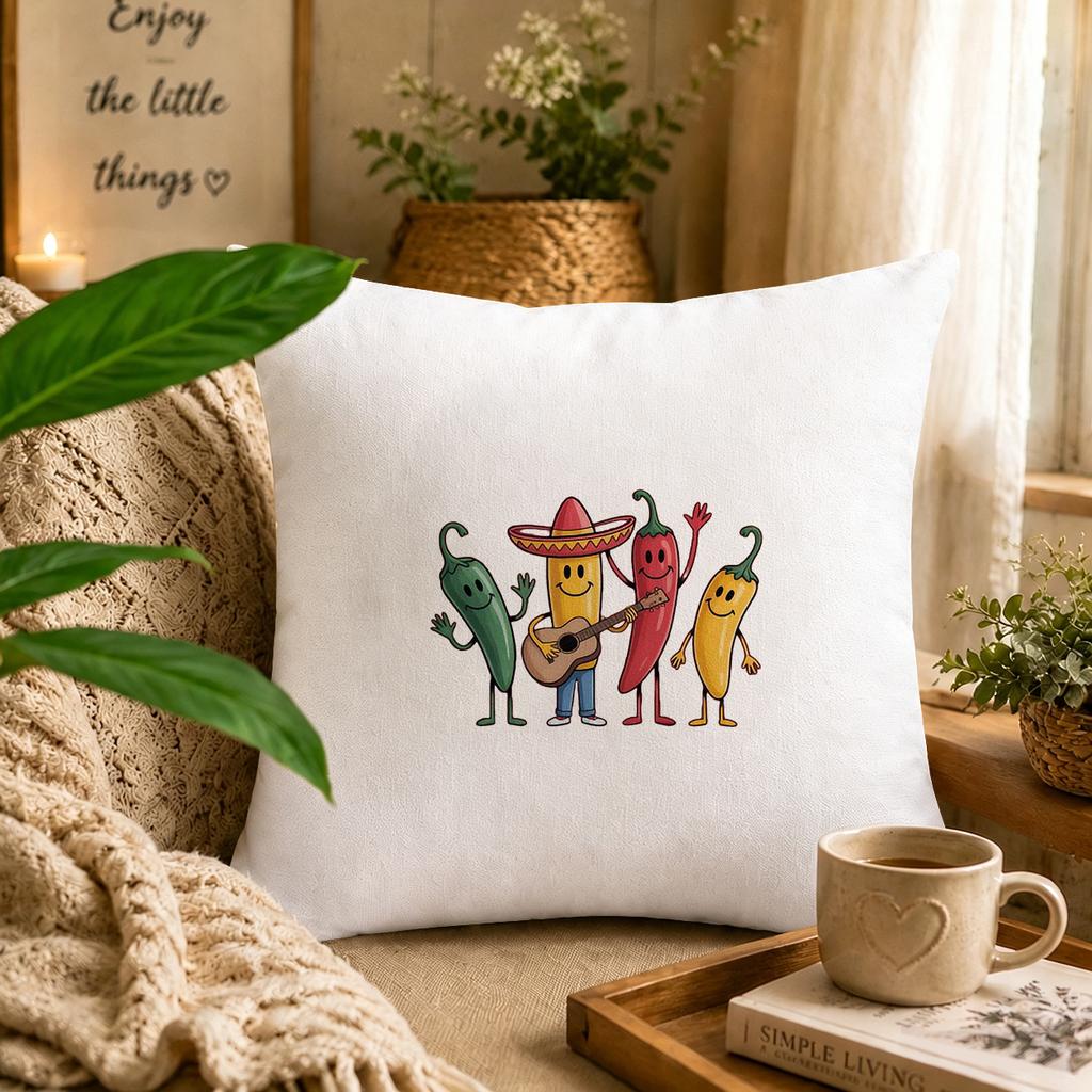 1pc, Linen Pillowcase for Home Decor - Traditional Style Single-Sided Chili Stripe Print Cushion Cover with Zipper Closure, Hand Washable Decorative S