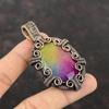 Rainbow Solar Quartz Druzy Pendant Copper Wire Wrapped Gemstone Jewelry Copper Pendant Handmade Brand New Pendant Wire Wrap Pendant For Gift