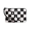 Кошелек-клатч на запястье с боковой молнией 16 Клетчатый принт Застежка-молния Холст и кожа Кошелек женский Черный CR813-SVA16