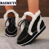 Fluffy Flats Snow Ankle Boots Women Platform Cotton Shoes 2025 Trend New Designer Winter Boots Woman Casual Walking Mujer Botas
