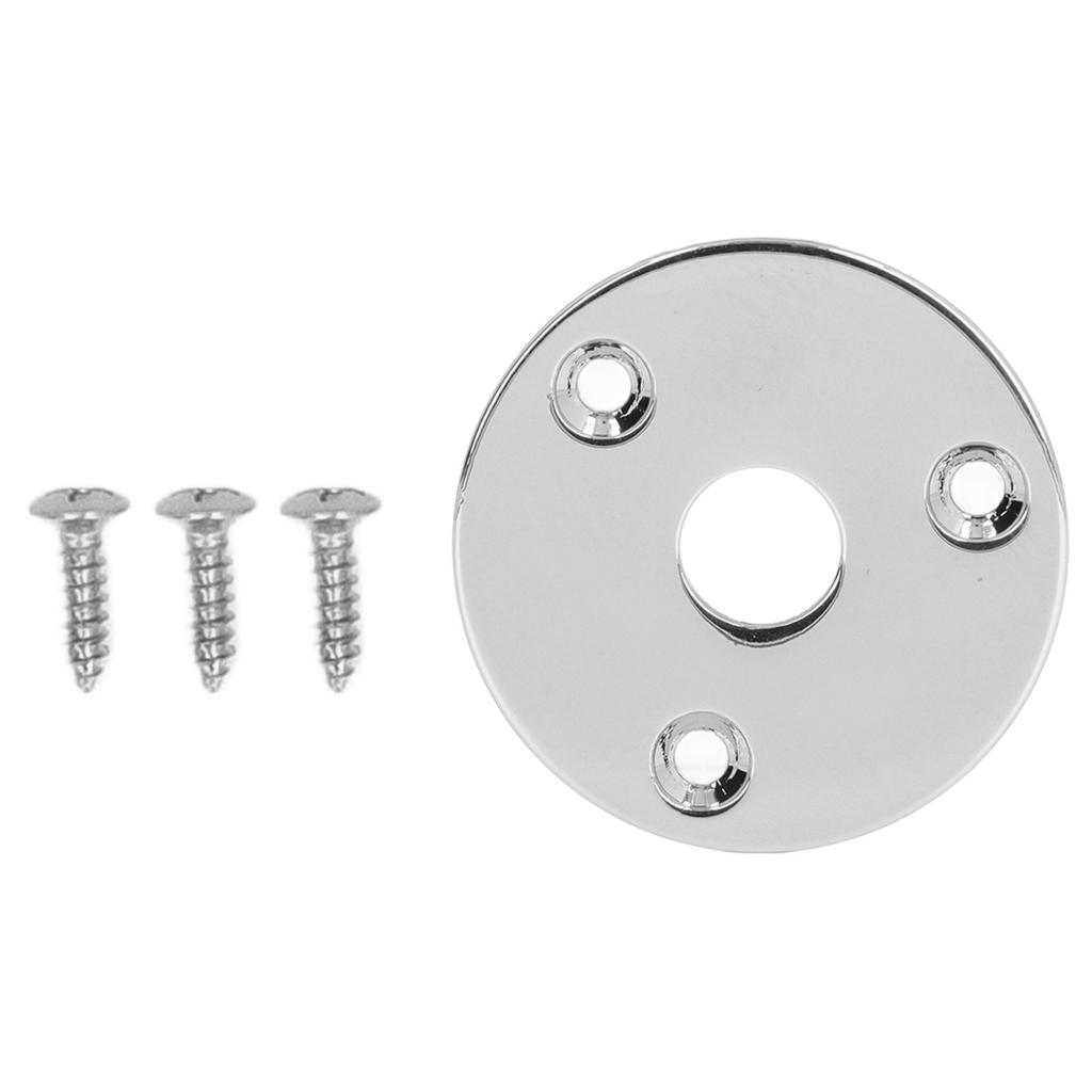 Guitar Jack Socket Plate Round Metal Input Output Cover Replacement Hardware for Bass with Mounting Screws