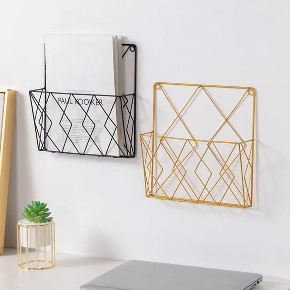 Iron Wire Wall Files Folder Wall Mounted Magazine Holder Bookshelf Door Hanging Organizers  Office