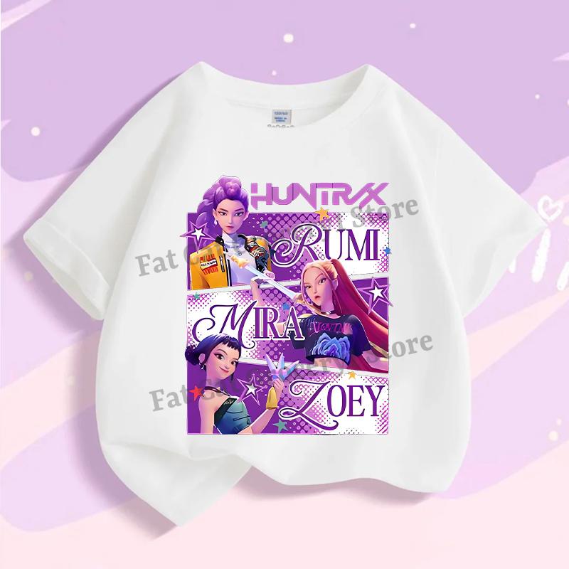Детская футболка K-pop Demon Hunter, милые футболки с Руми, Мирой и Зои, летняя одежда с коротким рукавом для девочек и мальчиков, детские повседневные топы из хлопка, подарок