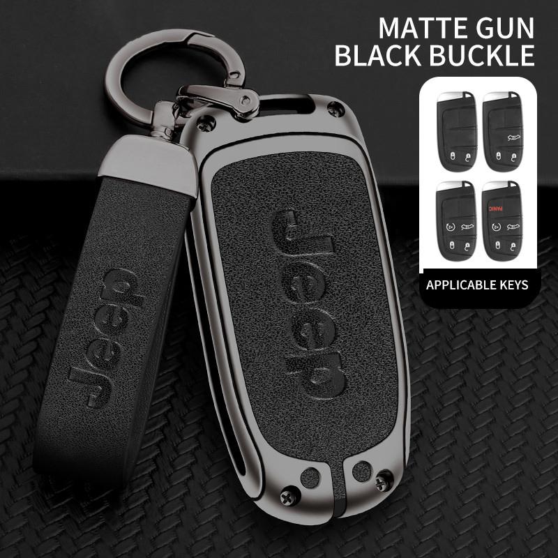 CNE1 Zinc Alloy Leather Car Key Cover Case Fob for Jeep Renegade Compass Cherokee Grand for Chrysler 300C Wrangler Car Accessories